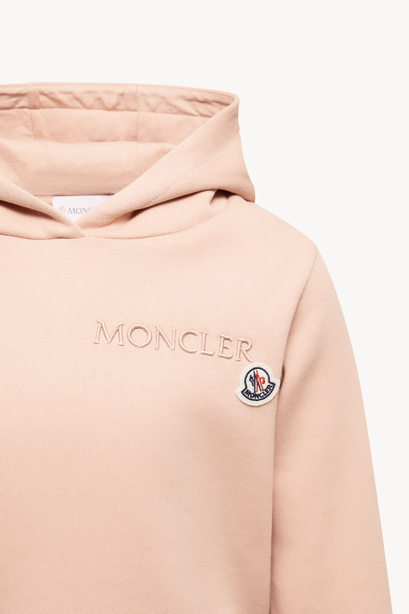 Embroidered Logo Cotton Hoodie Girl Light Pink Moncler 3